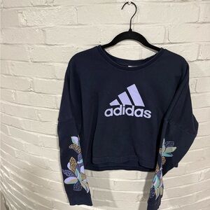 Adidas Women's Cropped Sweatshirt with Floral Accents